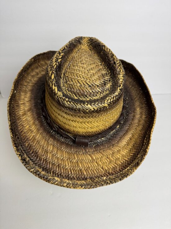 Vintage Cowboy / Cowgirl  Western Country Woven Straw Hat Size XL main image 8